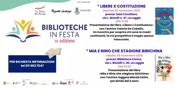 Biblioteche in festa IV edizione: 25 e 29 novembre 2025